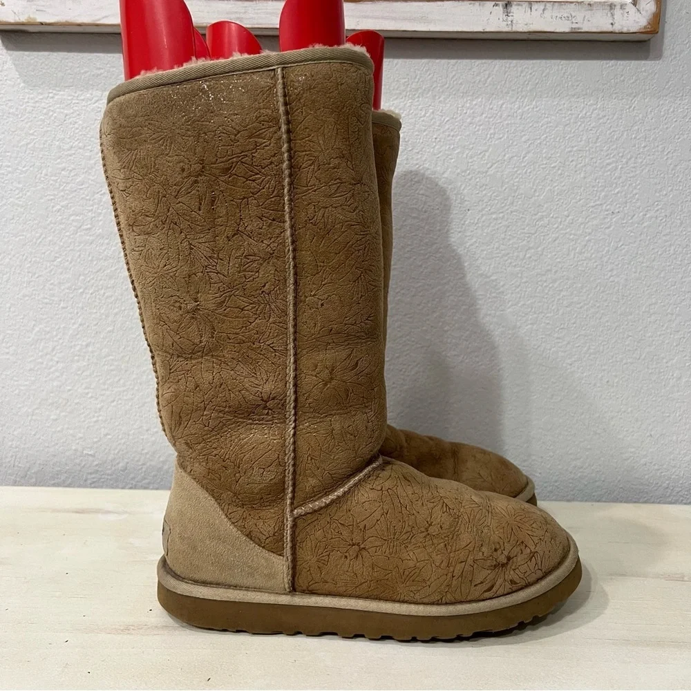 UGG Tan Winter & Rain Boots with Suede Material and Tall Design